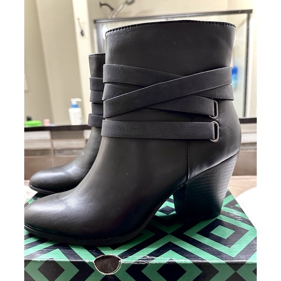 a.n.a Shoes - a.n.a. Women's Black Booties With Strap Detail NIB size 8.5 M